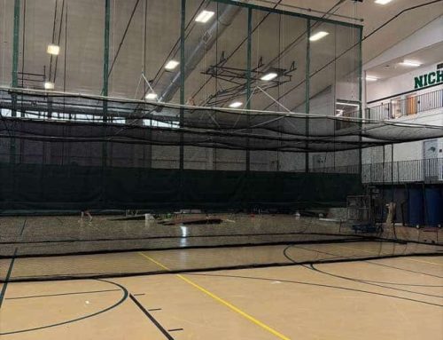 Batting cage refurbishment services at Nichols College