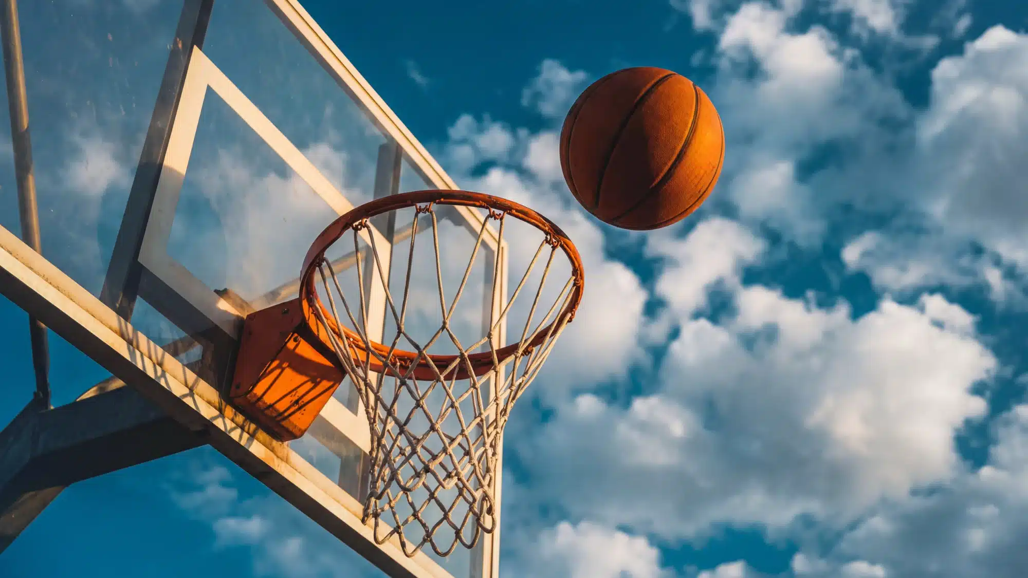 outdoor basketball hoop installed in a residential driveway with concrete base showing backyard setup and installation work